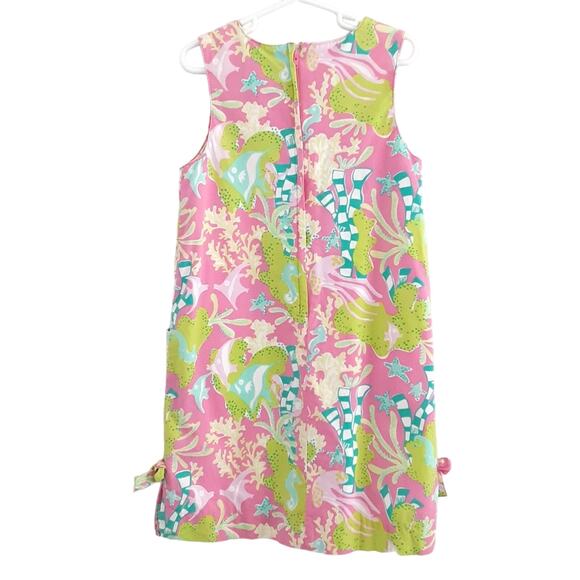 Lilly Pulitzer Little Lilly Mini Shift Dress Girls 7 Seahorse Coral Vintage 90s - Picture 2 of 15